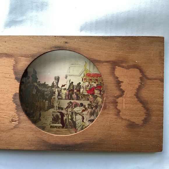 antique magic lantern slide Ancient Rome glass and wooden slide - Picture 5 of 8